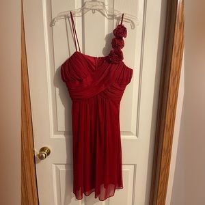 Formal red mini dress with flowers